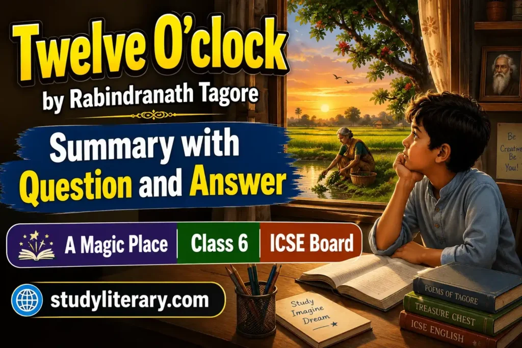 Twelve O’clock by Rabindranath Tagore Summary with Question and Answer  | A Magic Place Class 6 | ICSE Board